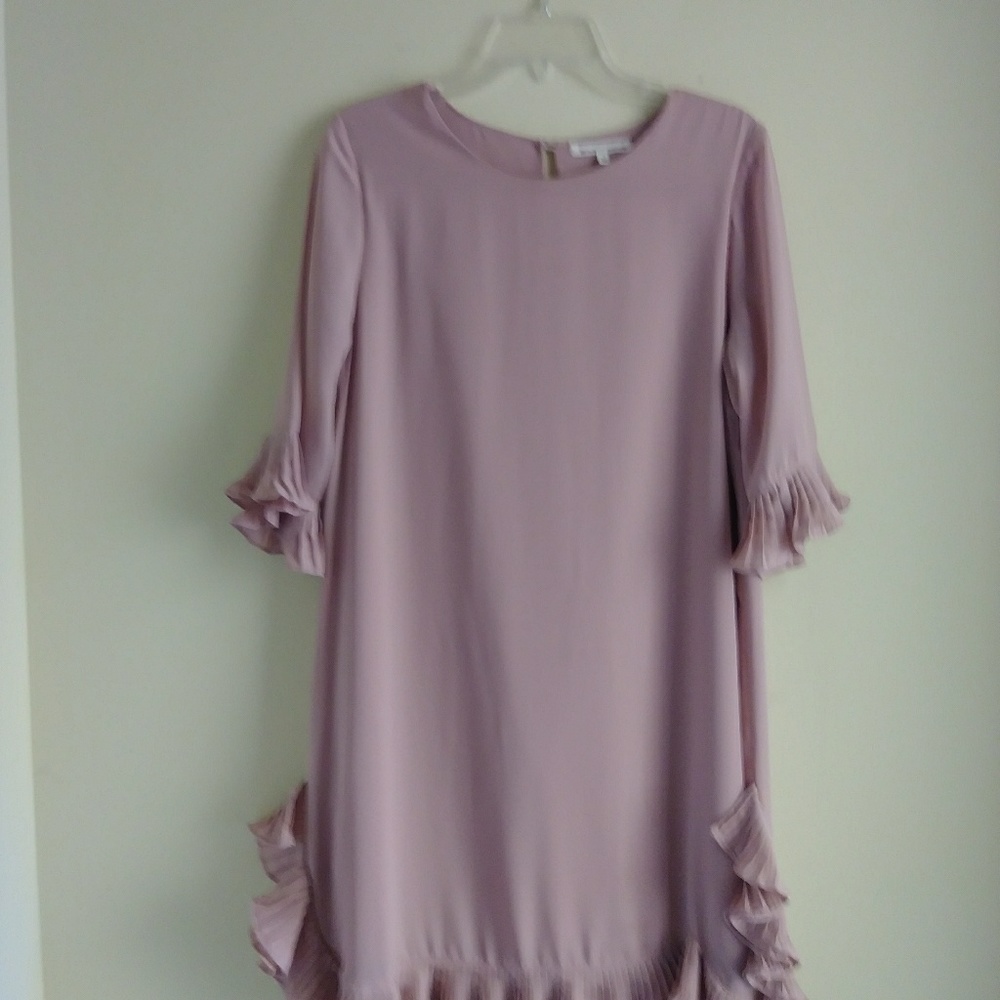 Versona Ruffles/Pleated Rose Shift Dress